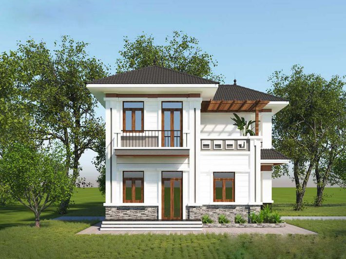 Mẫu biệt thự đẹp 2 tầng vườn 6x15