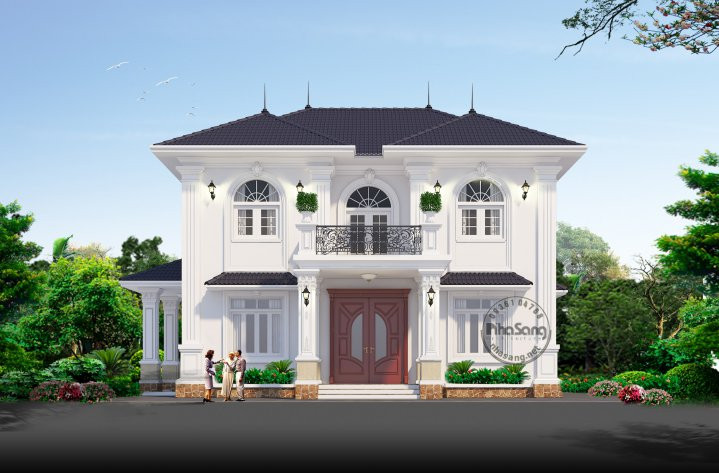 Mẫu biệt thự đẹp 2 tầng vườn 6x15