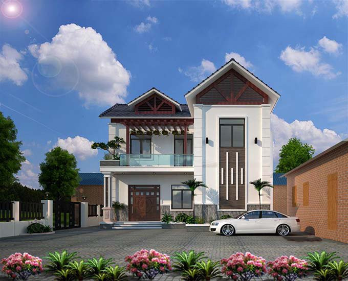 Mẫu biệt thự đẹp 2 tầng vườn 6x15