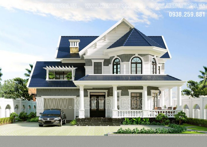 Mẫu biệt thự đẹp 2 tầng vườn 6x15