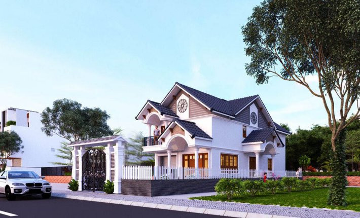 Mẫu biệt thự đẹp 2 tầng vườn 6x15
