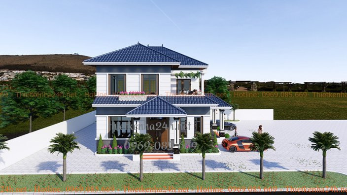 Mẫu biệt thự đẹp 2 tầng vườn 6x15