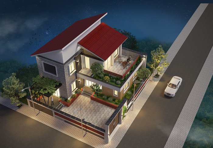 Mẫu biệt thự đẹp 2 tầng vườn 6x15