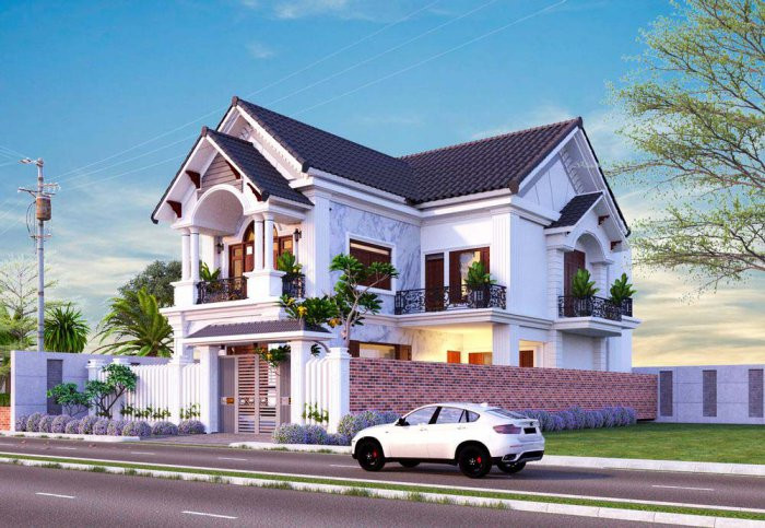 Mẫu biệt thự đẹp 2 tầng vườn 6x15