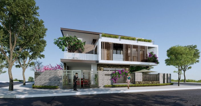 Mẫu biệt thự đẹp 2 tầng vườn 6x15