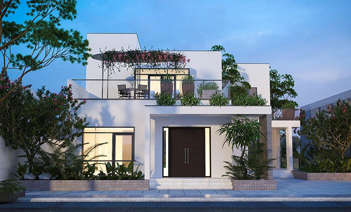 Mẫu biệt thự đẹp 2 tầng vườn 6x15