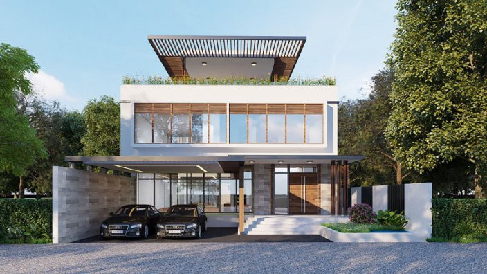 Mẫu biệt thự đẹp 2 tầng vườn 6x15