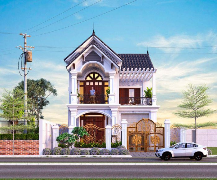 Mẫu biệt thự đẹp 2 tầng vườn 6x15