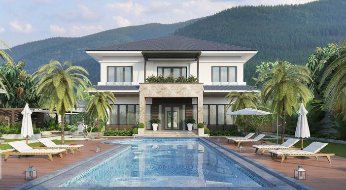 Mẫu biệt thự đẹp 2 tầng vườn 6x15