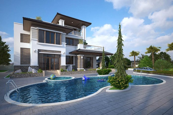 Mẫu biệt thự đẹp 2 tầng vườn 6x15