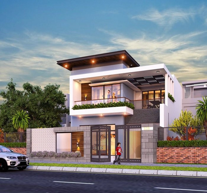 Mẫu biệt thự đẹp 2 tầng vườn 6x15