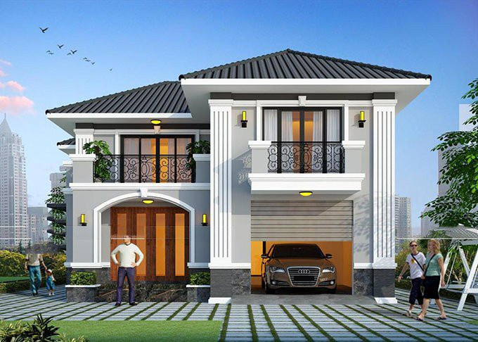 Mẫu biệt thự đẹp 2 tầng vườn 6x15