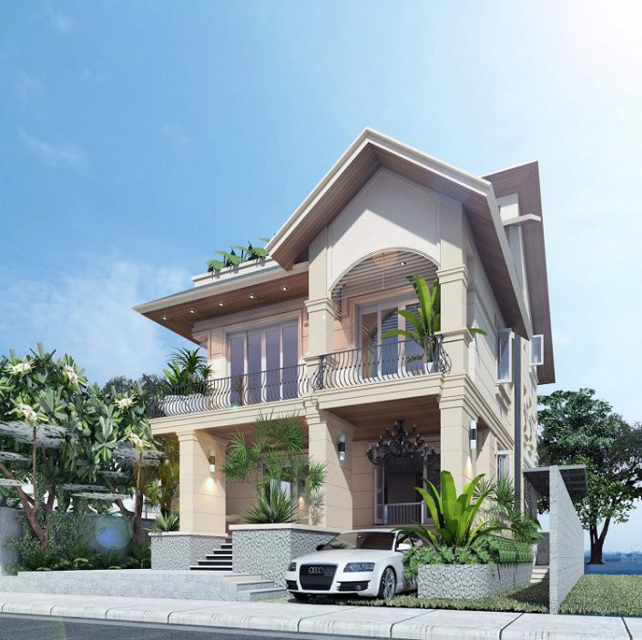 Mẫu biệt thự đẹp 2 tầng vườn 6x15