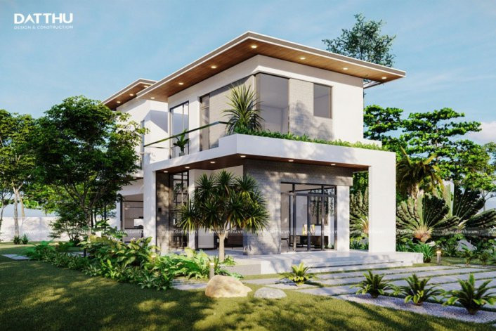 Mẫu biệt thự đẹp 2 tầng vườn 6x15