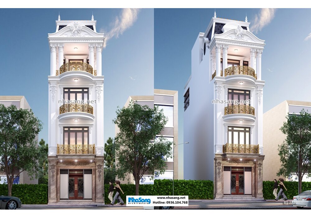 Bật mí mẫu nhà ống mặt tiền 5m x 18m 4 tầng 4 phòng ngủ hút mắt ngắm tại Lạng Sơn BT2220