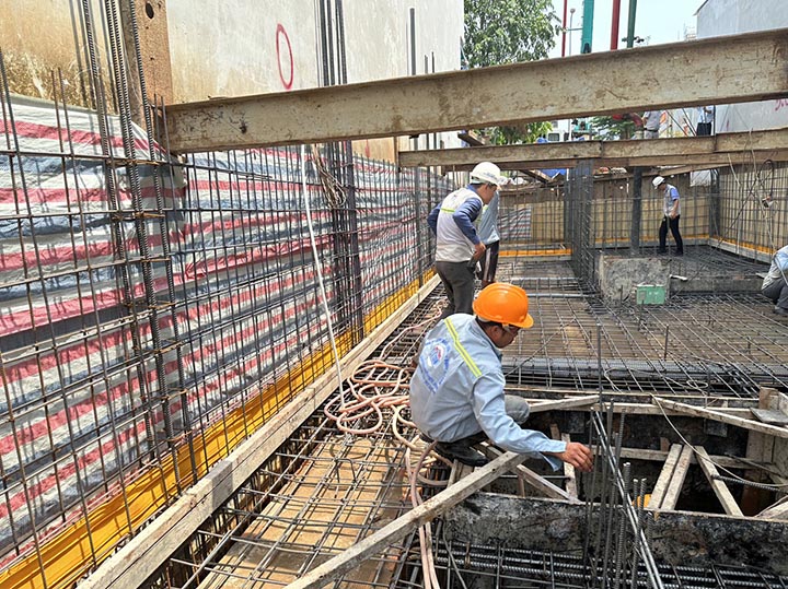 Nghiệm thu sắt tầng hầm trước khi đổ bê tông 