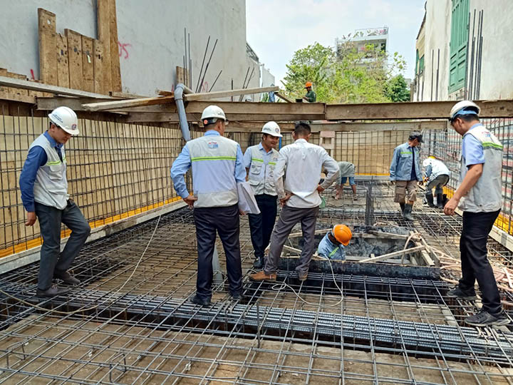 Nghiệm thu sắt tầng hầm trước khi đổ bê tông 
